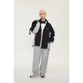 Unisex Jacket Retro Patchwork Contrast Color Stand-up Collar Sports Jacket Spring and Autumn Coat